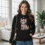 Damen Hoodie mit buntem Katzen-Motiv
