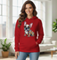 Damen Hoodie mit buntem Bulldoggen-Motiv (Rot)