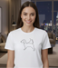Handbesticktes Hunde-T-Shirt 100% Baumwolle - Personalisiert Hund Motiv Minimalist