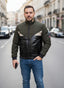 Herren Übergangsjacke – Oliv/Schwarz mit Metallic-Detail