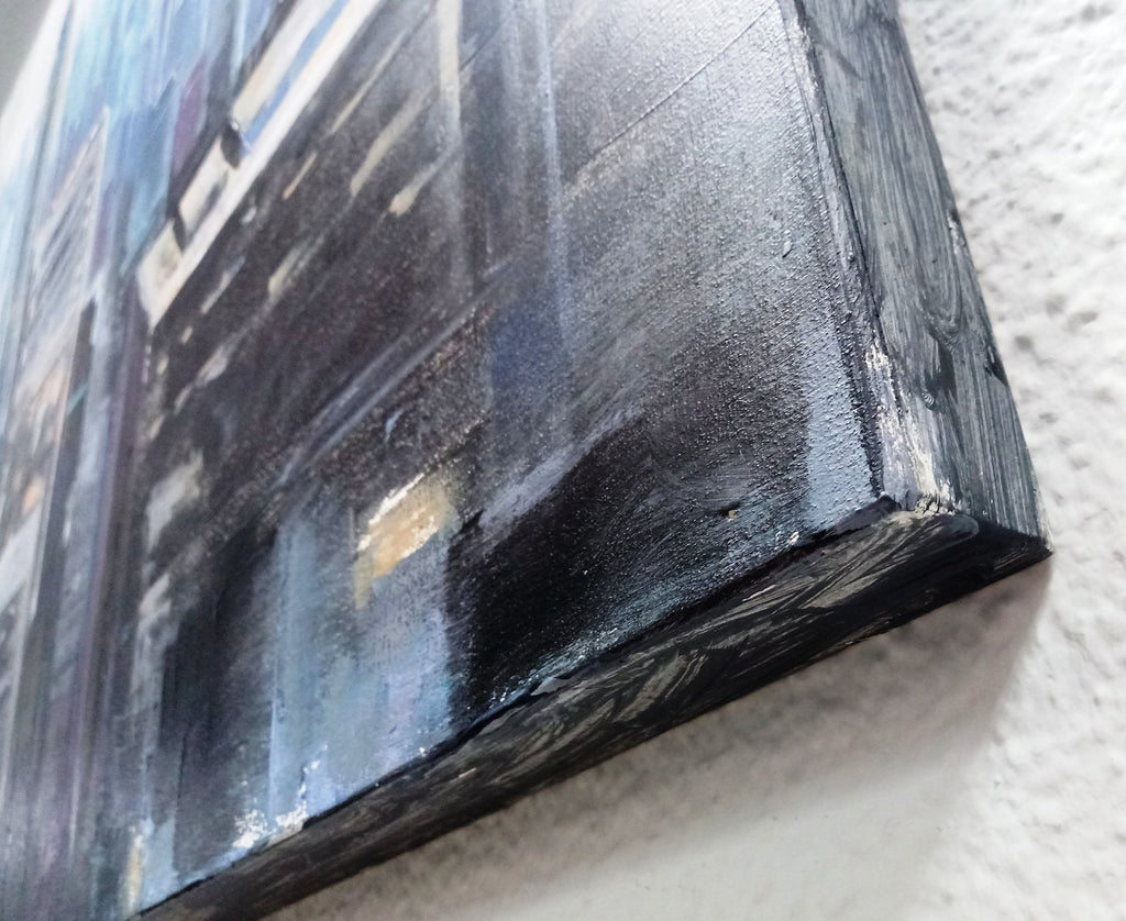 Original Ölbild auf Holzplatte – Muz Martínez „Wake Up New York“ – 80×85 cm