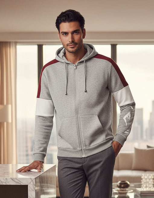 Herren Zip-Hoodie Everlast – Grau mit roten Details