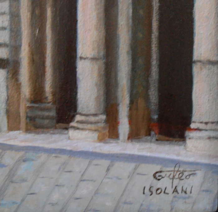 Original Ölgemälde – Orfeo Isolani „Piazza Meda a Milano“ 30×40cm Zweitbild