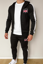 Herren Trainingsanzug LondStyle – Schwarz/Weiß mit Kapuze