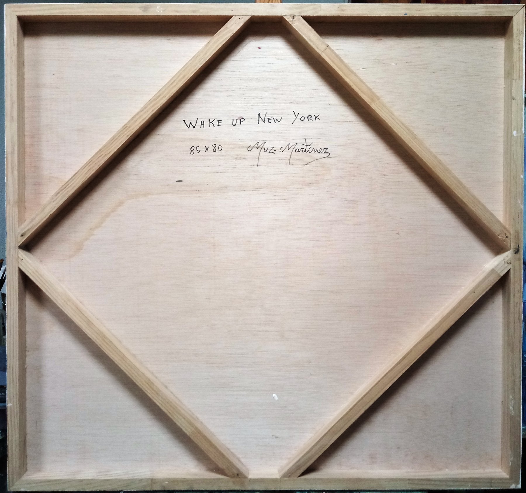 Original Ölbild auf Holzplatte – Muz Martínez „Wake Up New York“ – 80×85 cm