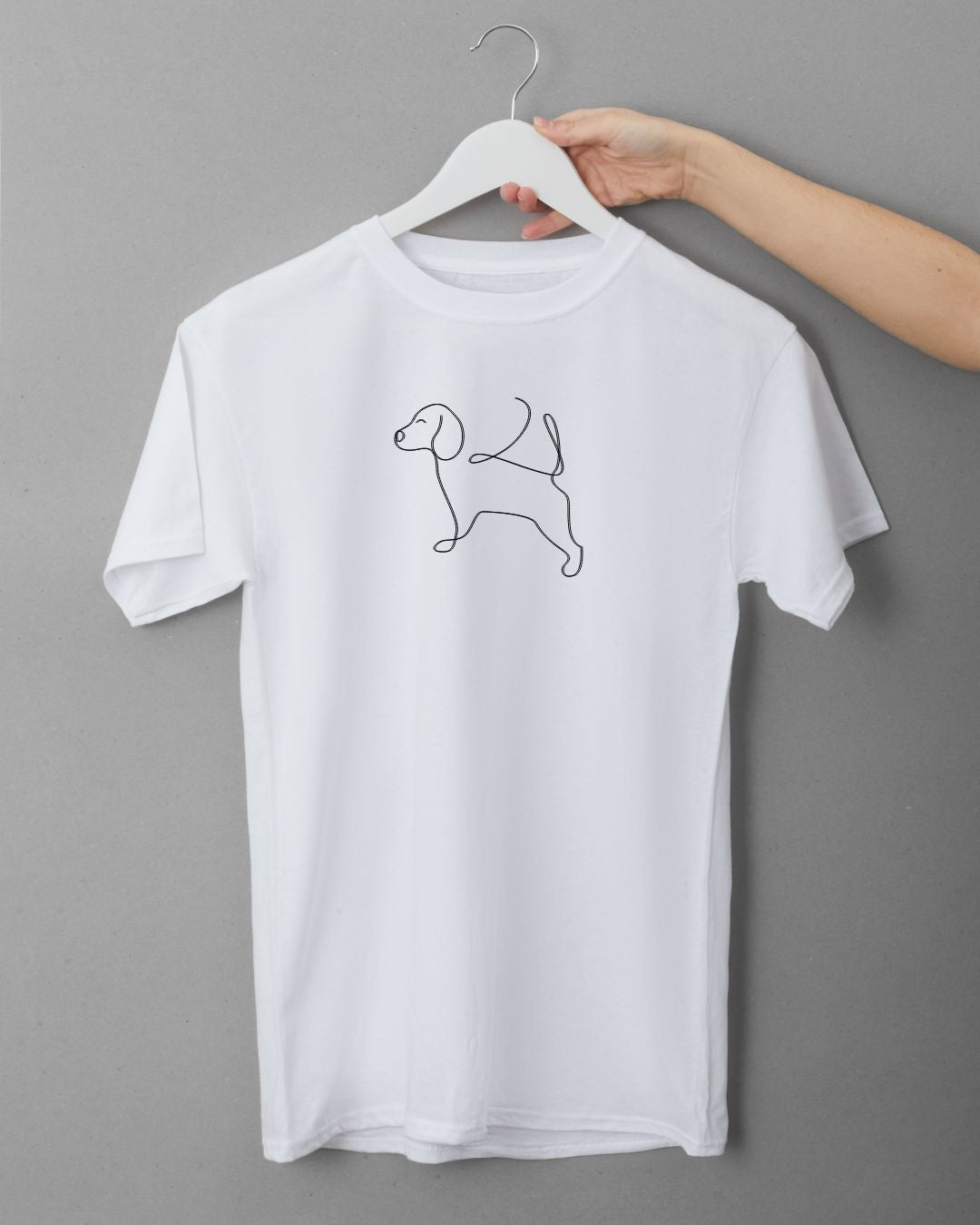 Handbesticktes Hunde-T-Shirt 100% Baumwolle - Personalisiert Hund Motiv Minimalist