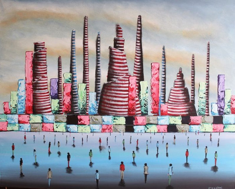 Original Ölgemälde – Filip Łoziński „Candy Market“ – 100 × 80 cm Hauptbild