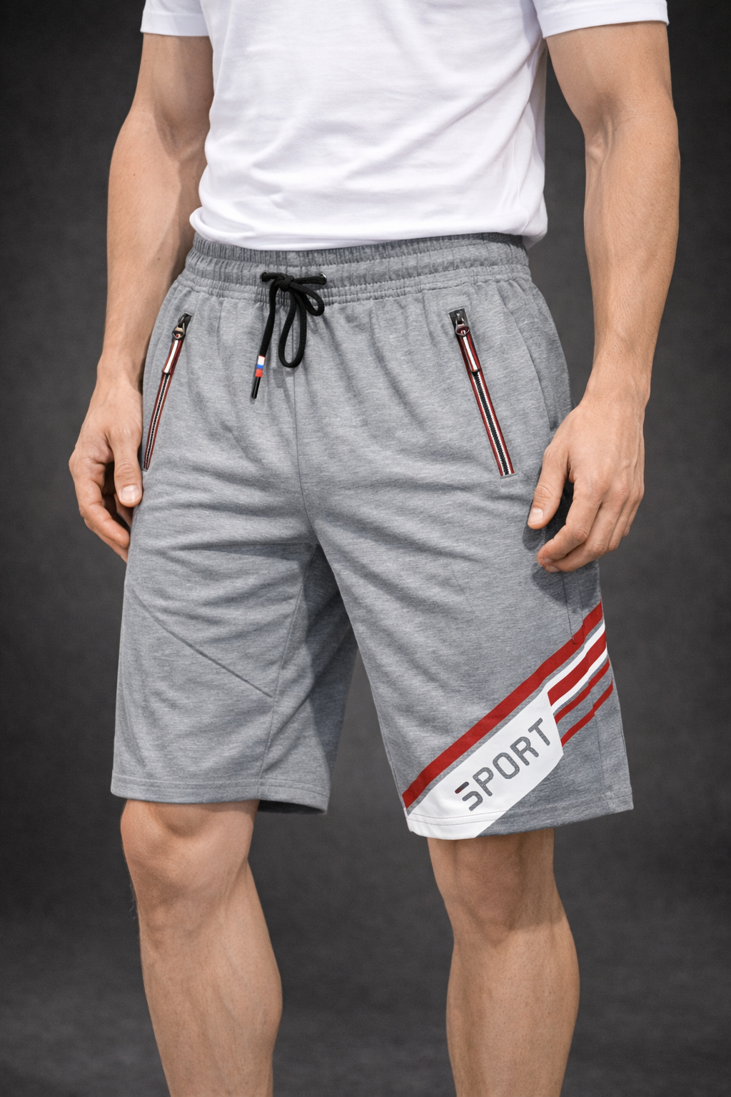 V.I.MAN Herren Shorts mit SPORT-Print –Grau Zweitbild