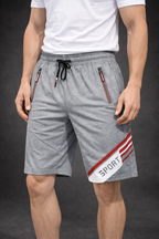 V.I.MAN Herren Shorts mit SPORT-Print –Grau