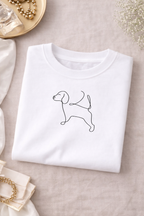 Handbesticktes Hunde-T-Shirt 100% Baumwolle - Personalisiert Hund Motiv Minimalist