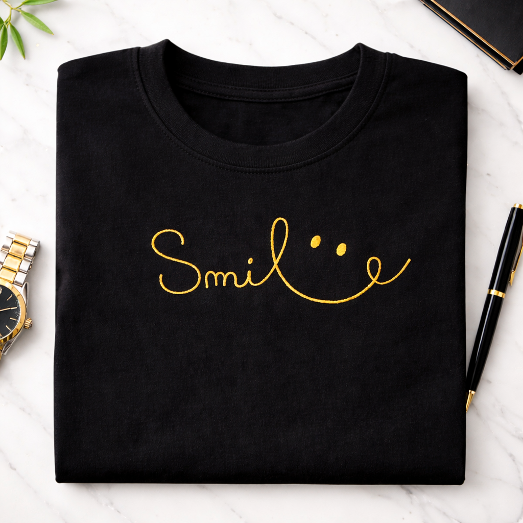 Besticktes "Smile" Unisex T-Shirt – Motivation & Positive Vibes