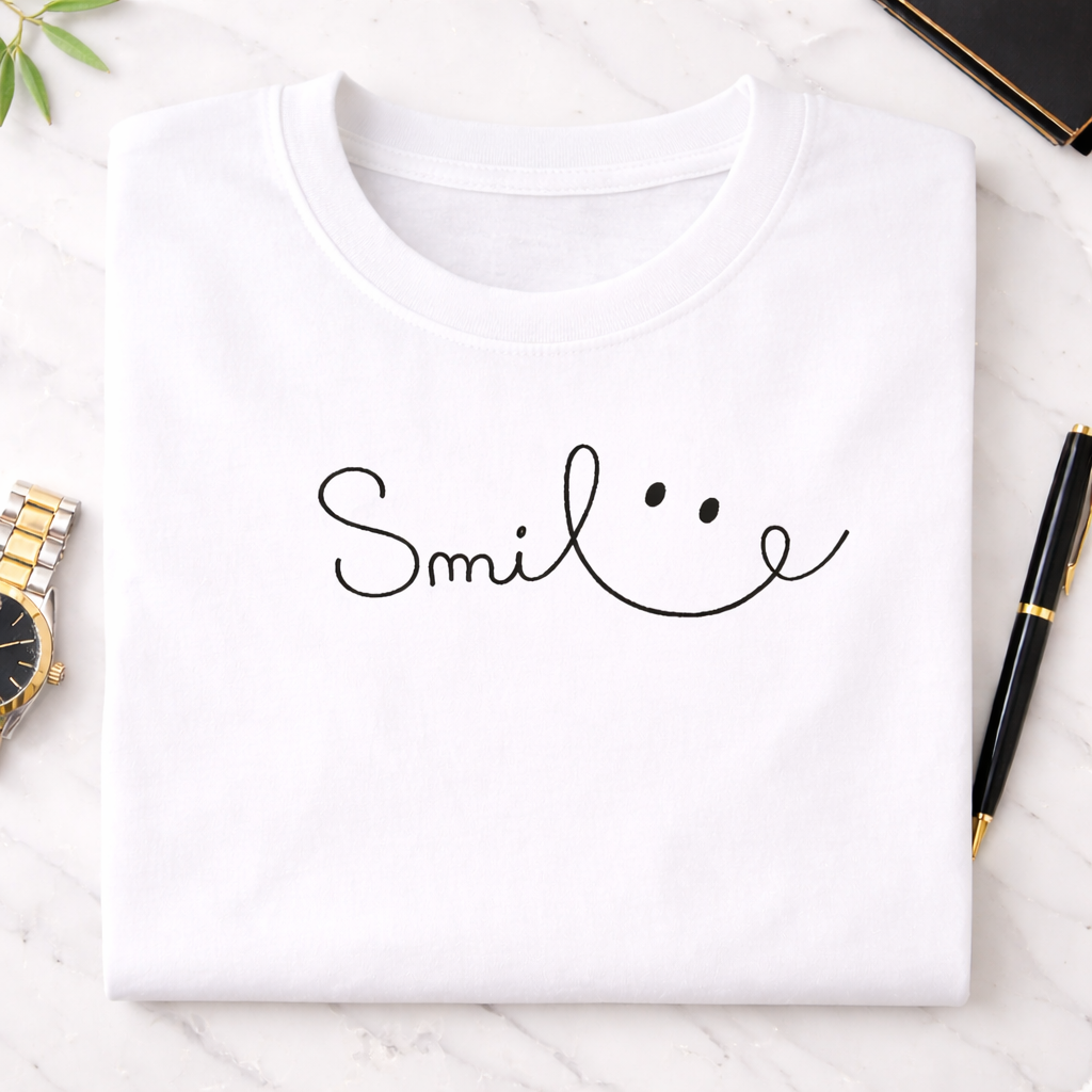 Besticktes "Smile" Unisex T-Shirt – Motivation & Positive Vibes Hauptbild