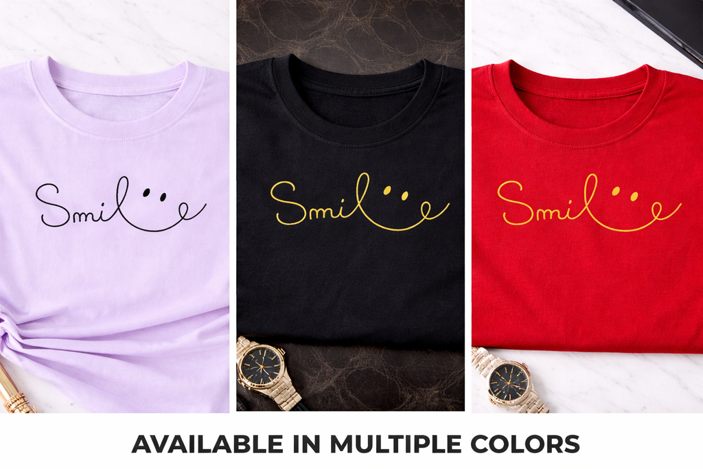 Besticktes "Smile" Unisex T-Shirt – Motivation & Positive Vibes