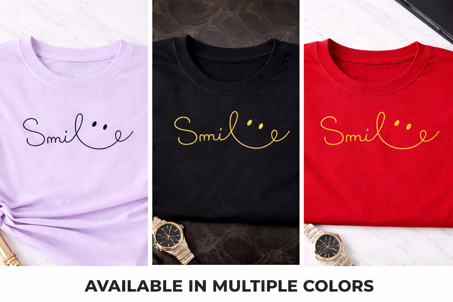 Besticktes "Smile" Unisex T-Shirt – Motivation & Positive Vibes