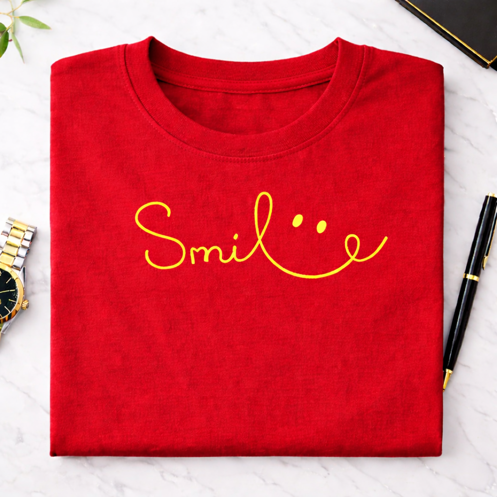 Besticktes "Smile" Unisex T-Shirt – Motivation & Positive Vibes Zweitbild