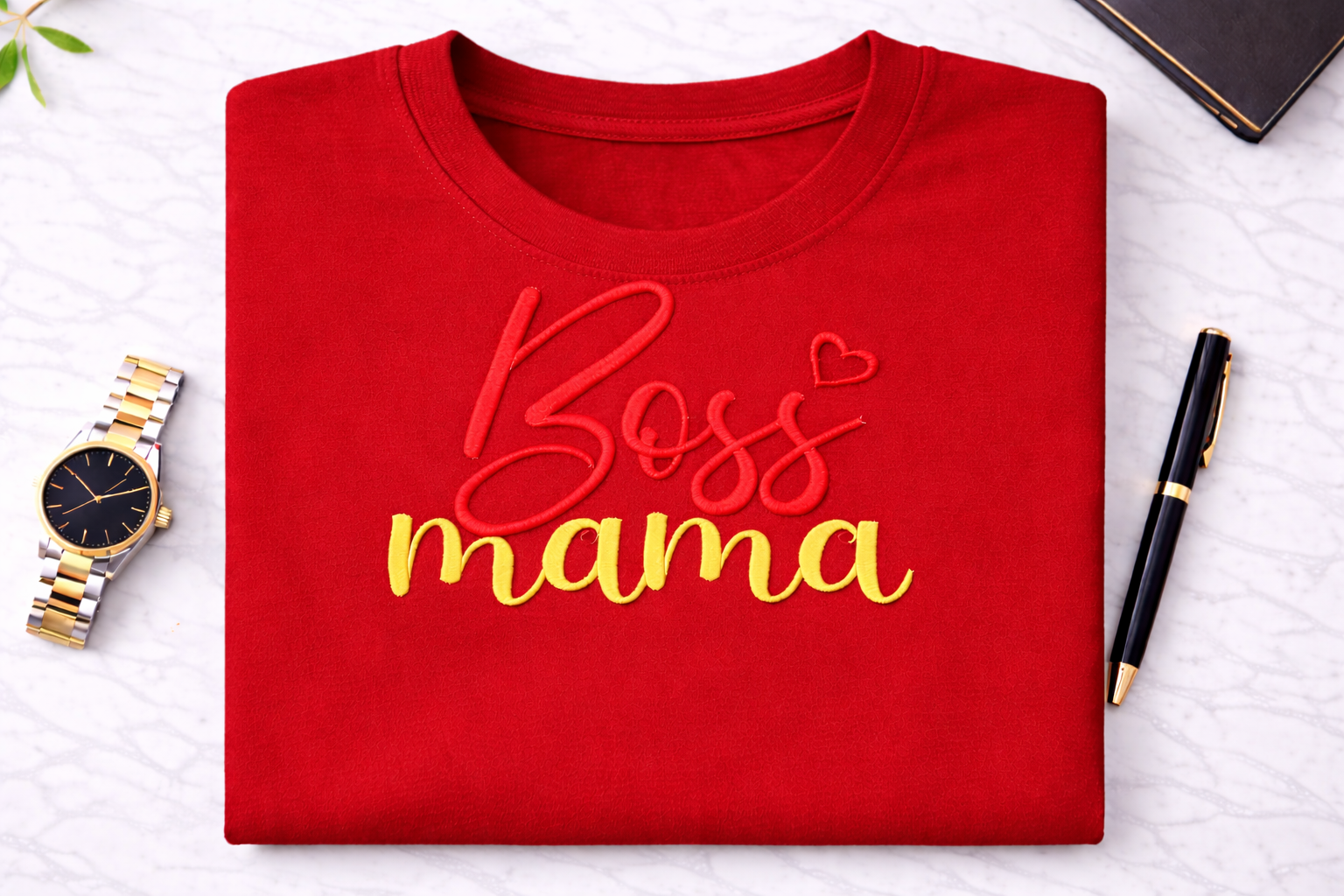 Besticktes Boss Mama T-Shirt - Motivations Geschenk - Baumwolle Classic Size Zweitbild