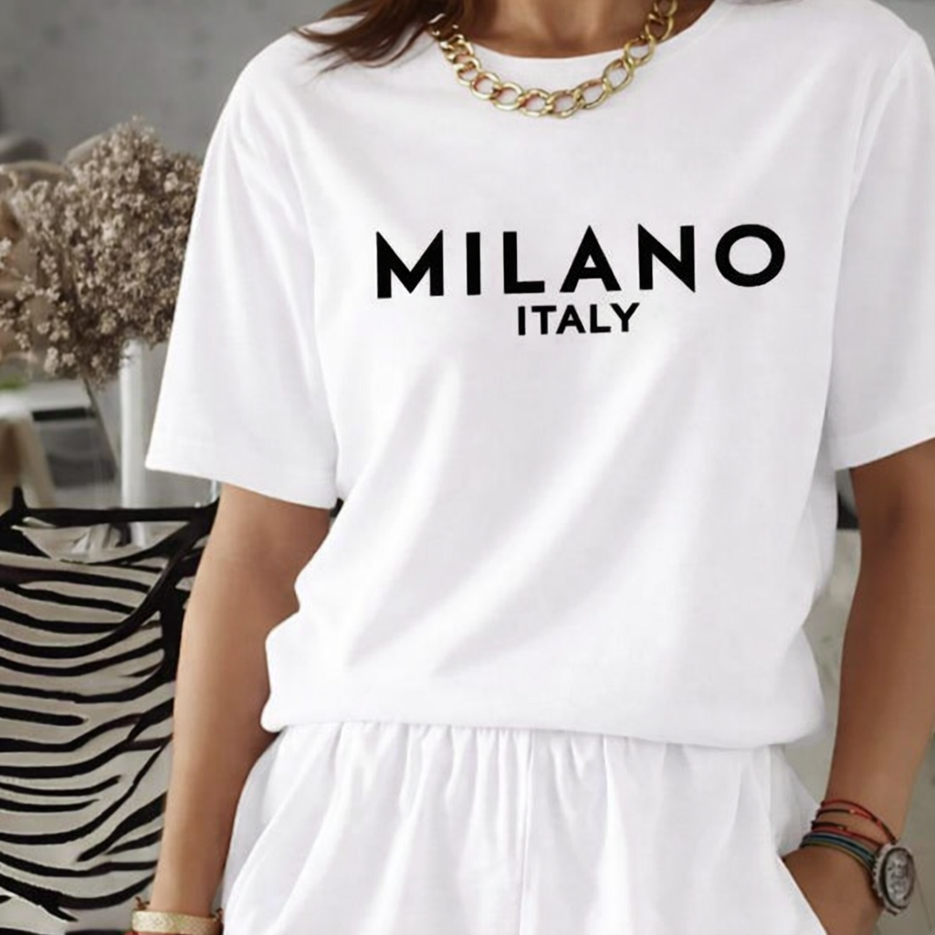 Besticktes Damen T-Shirt Milano Italy- Baumwolle Classic Size Zweitbild