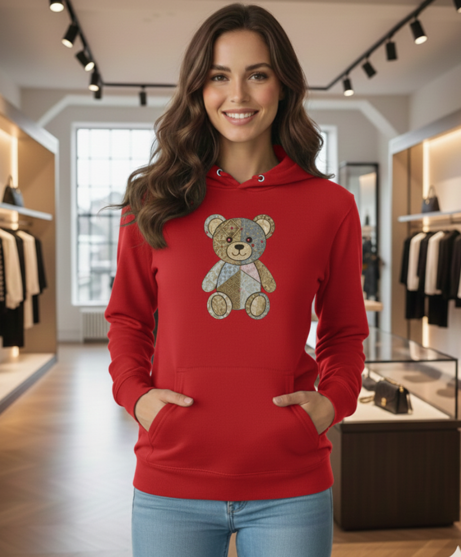 Damen Hoodie mit künstlerischem Bären-Motiv