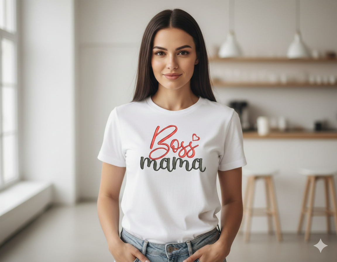Besticktes Boss Mama T-Shirt - Motivations Geschenk - Baumwolle Classic Size