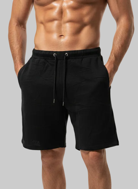 Herren Sweatshorts – Schwarz – Dünner, leichter Stoff, Hauptbild