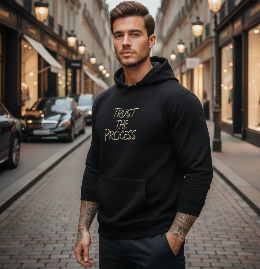 Herren Hoodie „Trust the Process“ – Gestickter Schriftzug Zweitbild