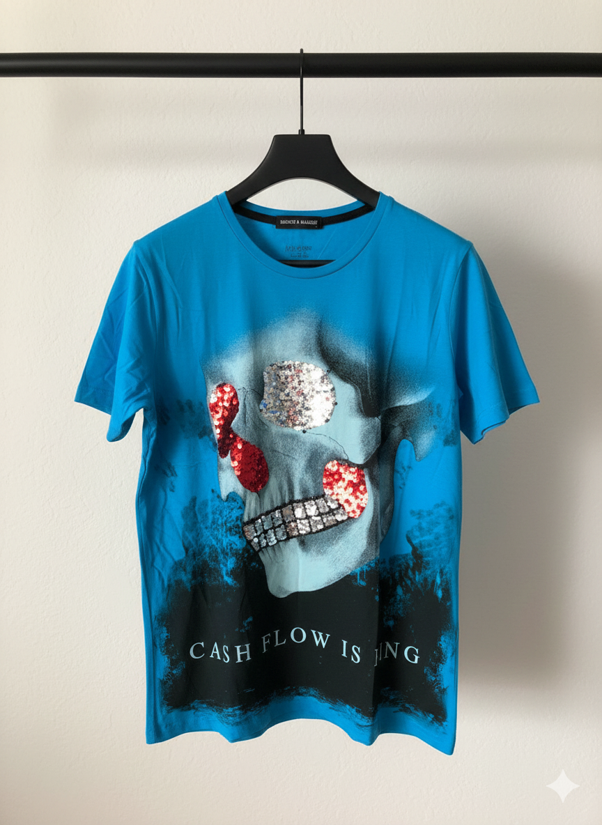 Herren T-Shirt – CASH FLOW IS KING (Blau)