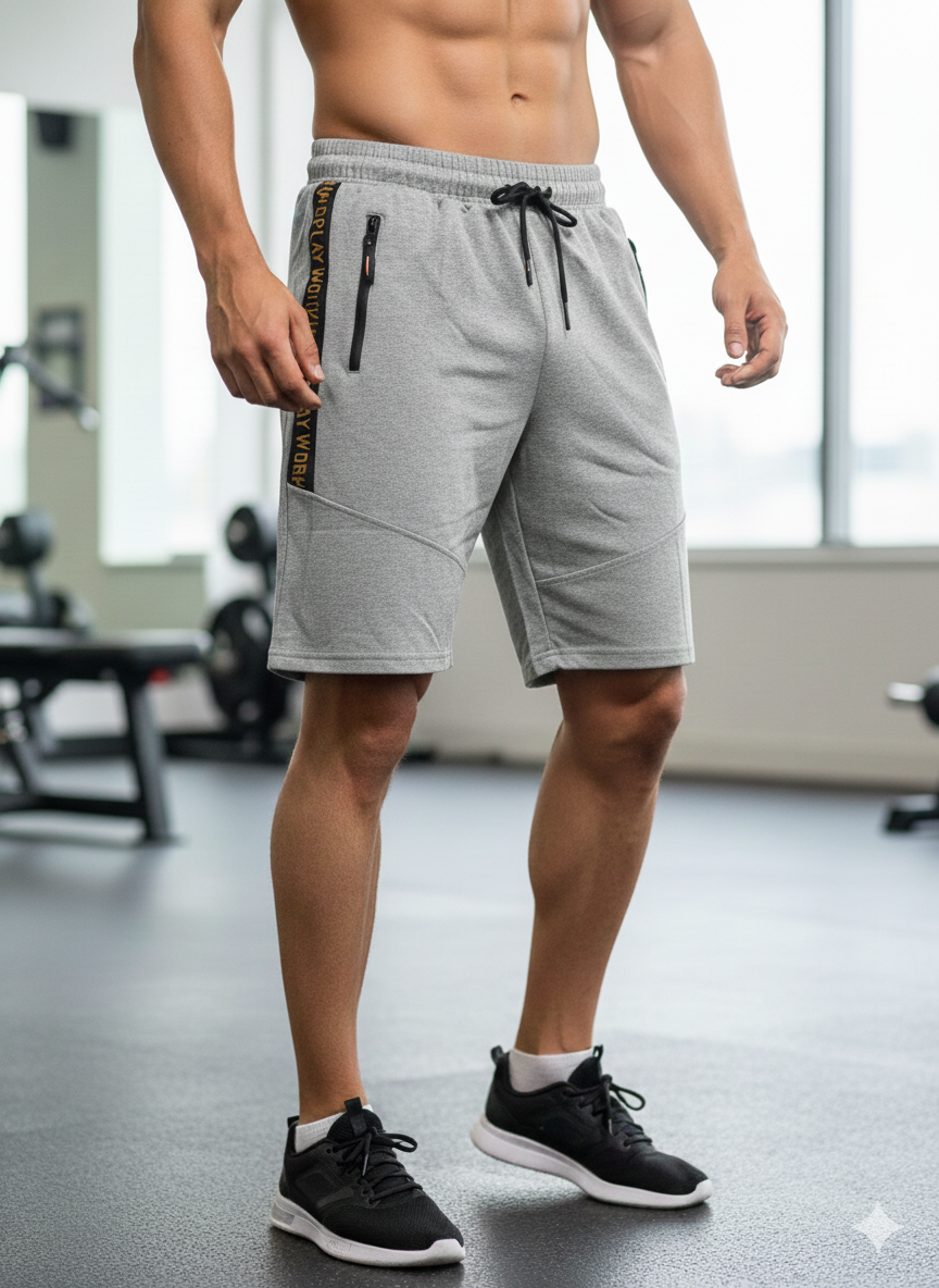 V.I.MAN Herren Sportshorts (Shorts / kurze Hose) Grau