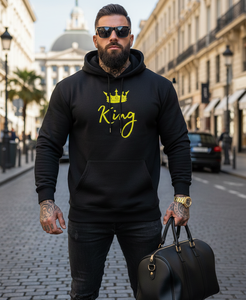 Bestickter Herren Hoodie „King“ – Made to Order