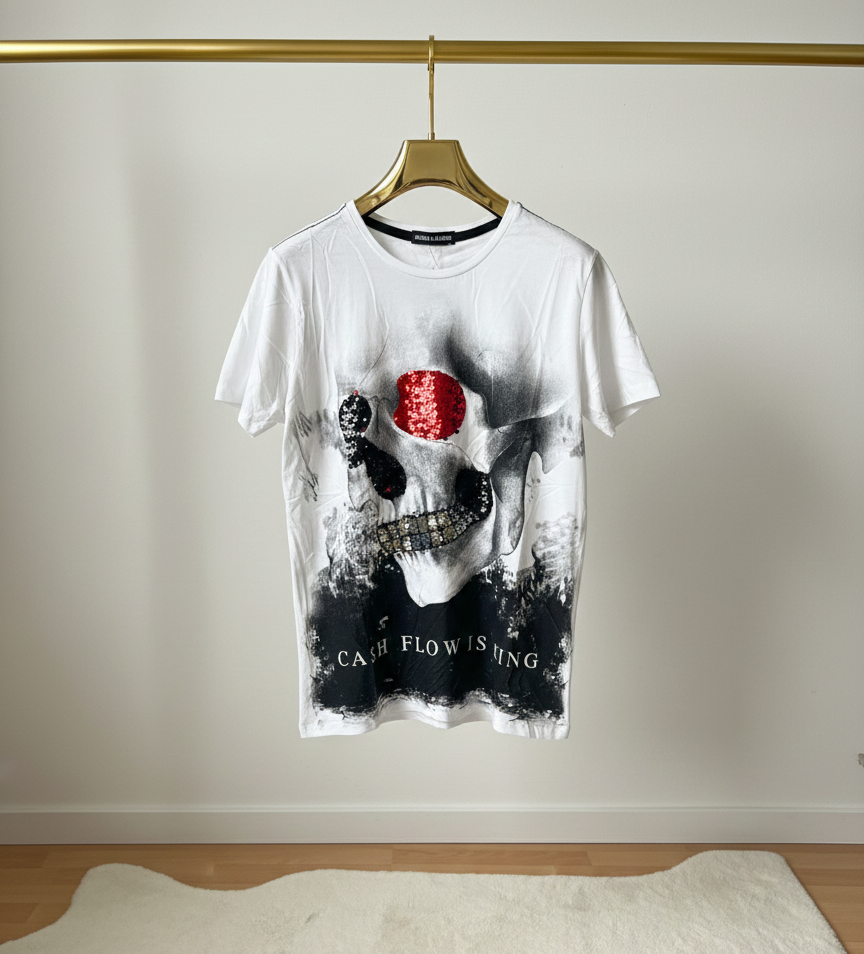 Herren T-Shirt – CASH FLOW IS KING (Weiß) Zweitbild