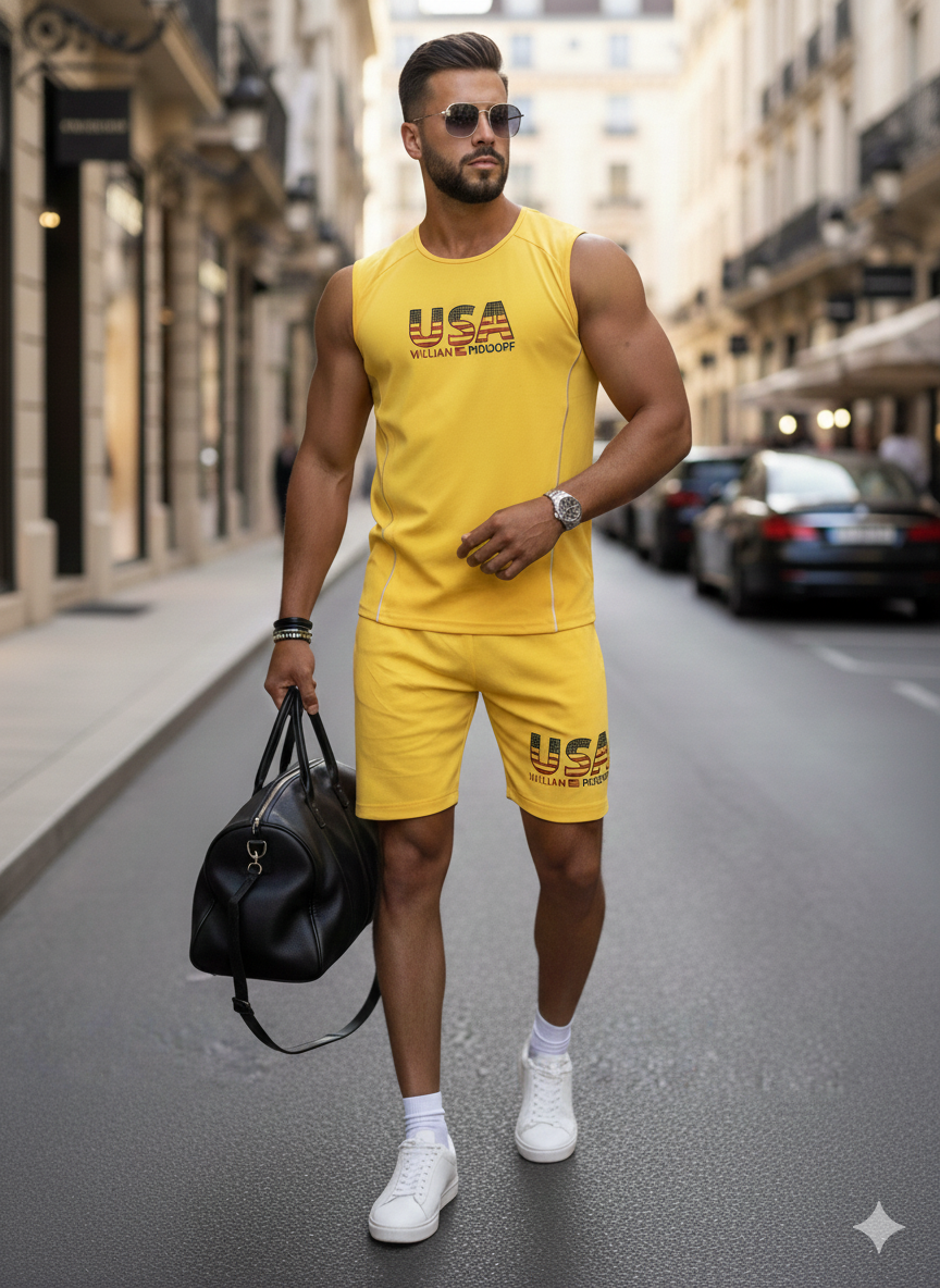 Herren Sport-Set USA – Funktionsshirt + Shorts