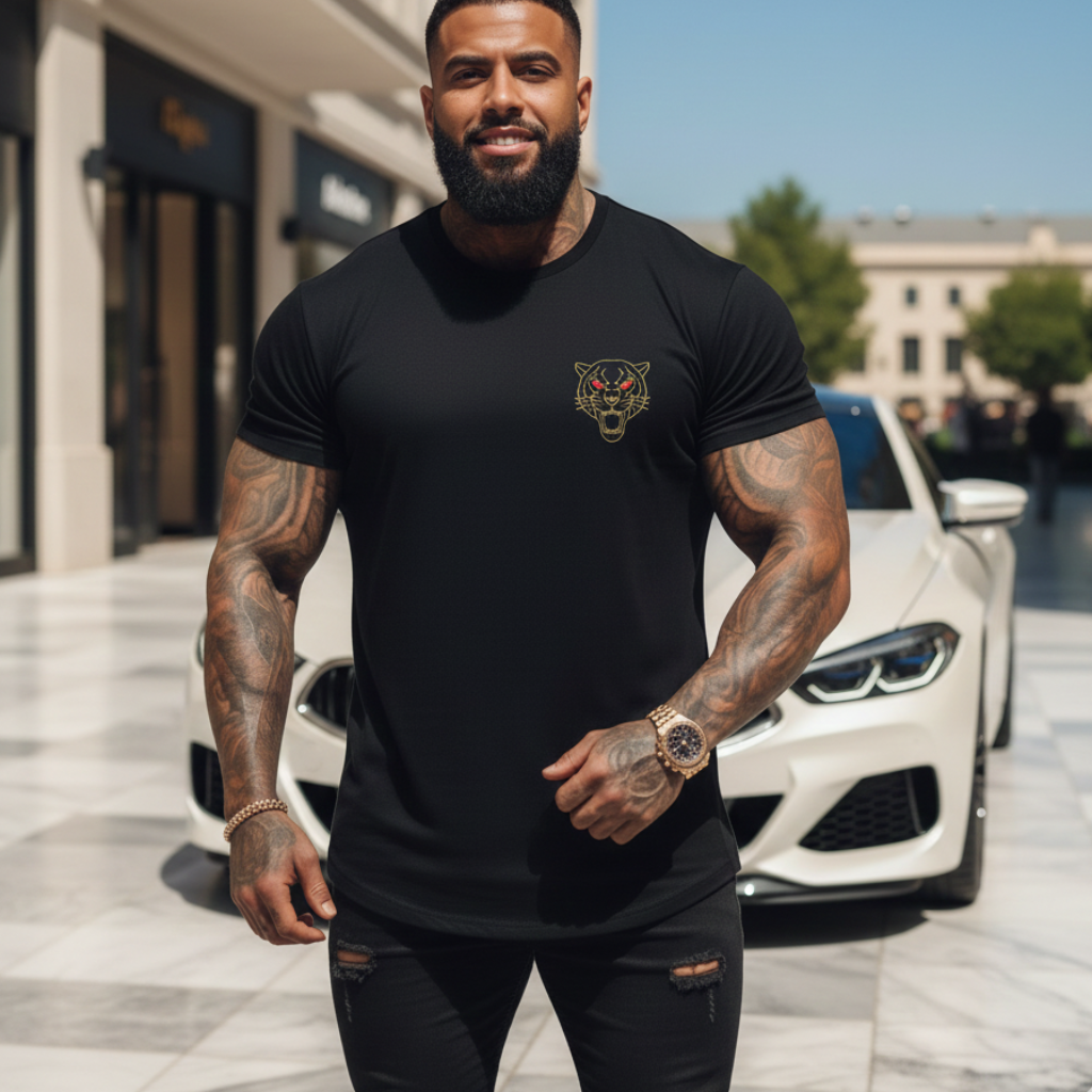 Herren T-Shirt – Gesticktes Tiger-Motiv