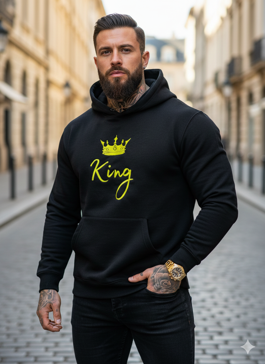 Bestickter Herren Hoodie „King“ – Made to Order