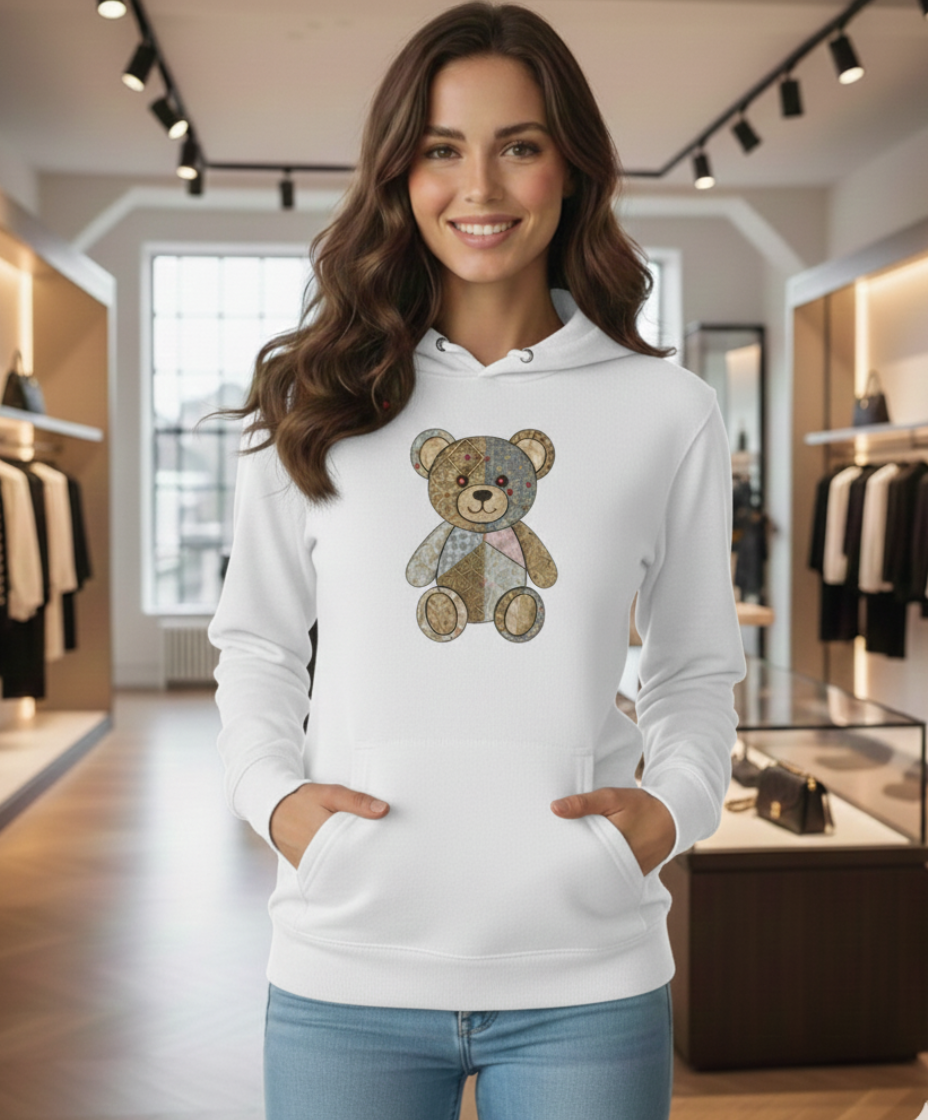 Damen Hoodie mit künstlerischem Bären-Motiv