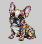 Damen T-Shirt mit buntem Bulldoggen-Motiv