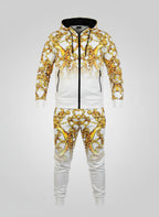 Herren Luxus-Trainingsanzug – Weiß/Gold Baroque Style