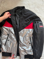 Klassische leichte Herren-Jacke – Schwarz/Silber/Rot