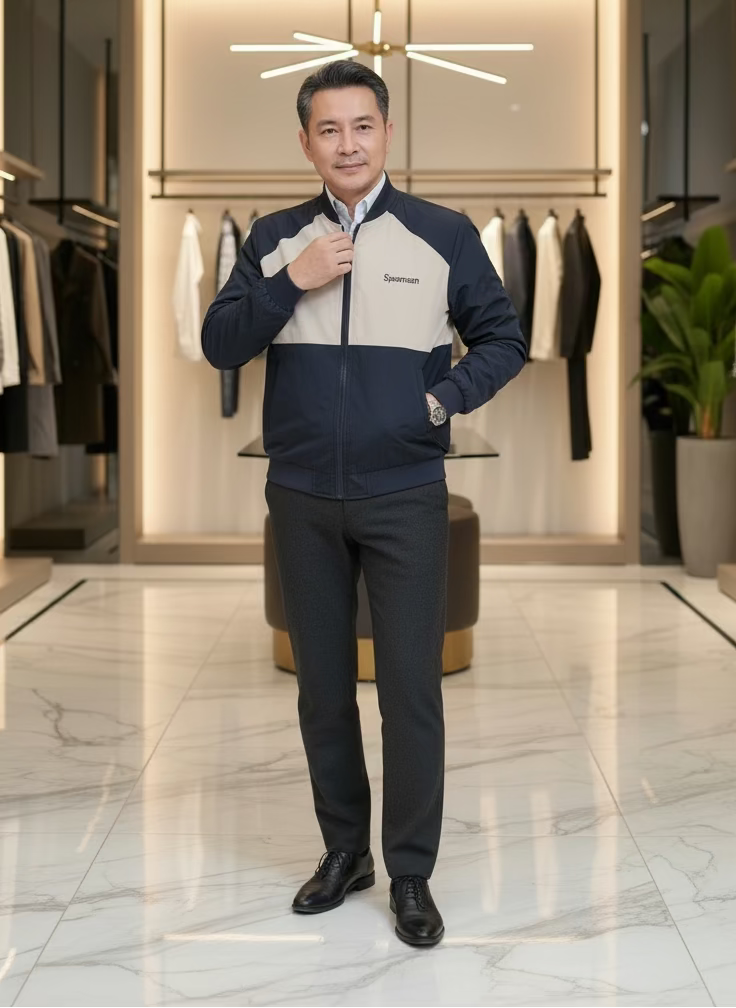 Herren Übergangsjacke – Spearman Beige/Schwarz