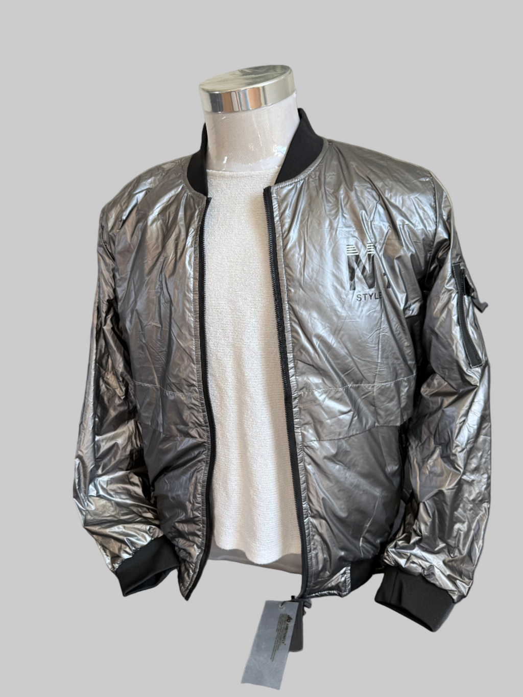 Herren Bomberjacke – No.1 Style (Silber2)