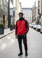 Herren Trainingsanzug LondStyle – Rot/Schwarz mit Kapuze