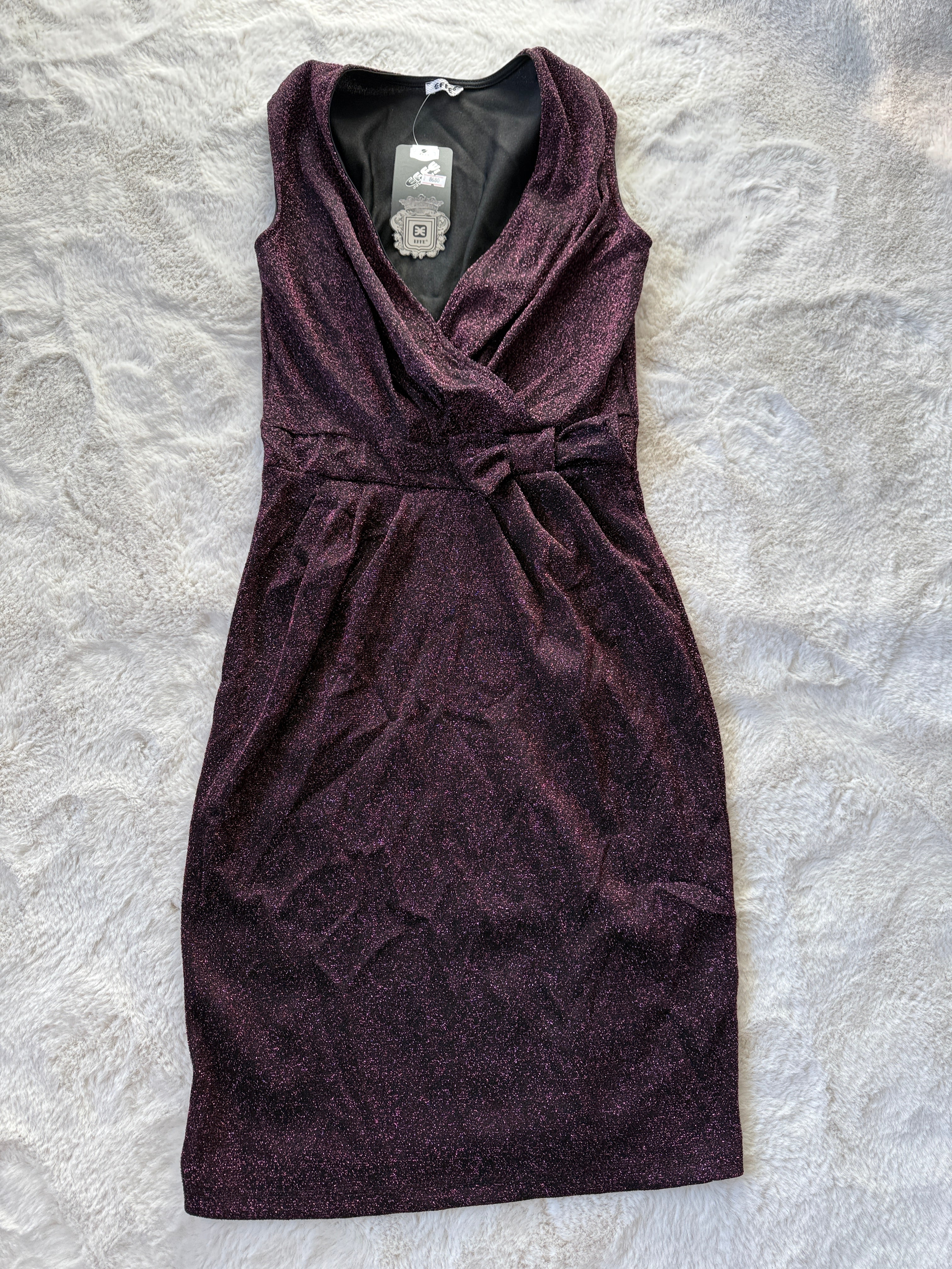Damen Kleid – Burgundy Glitter Wrap Dress