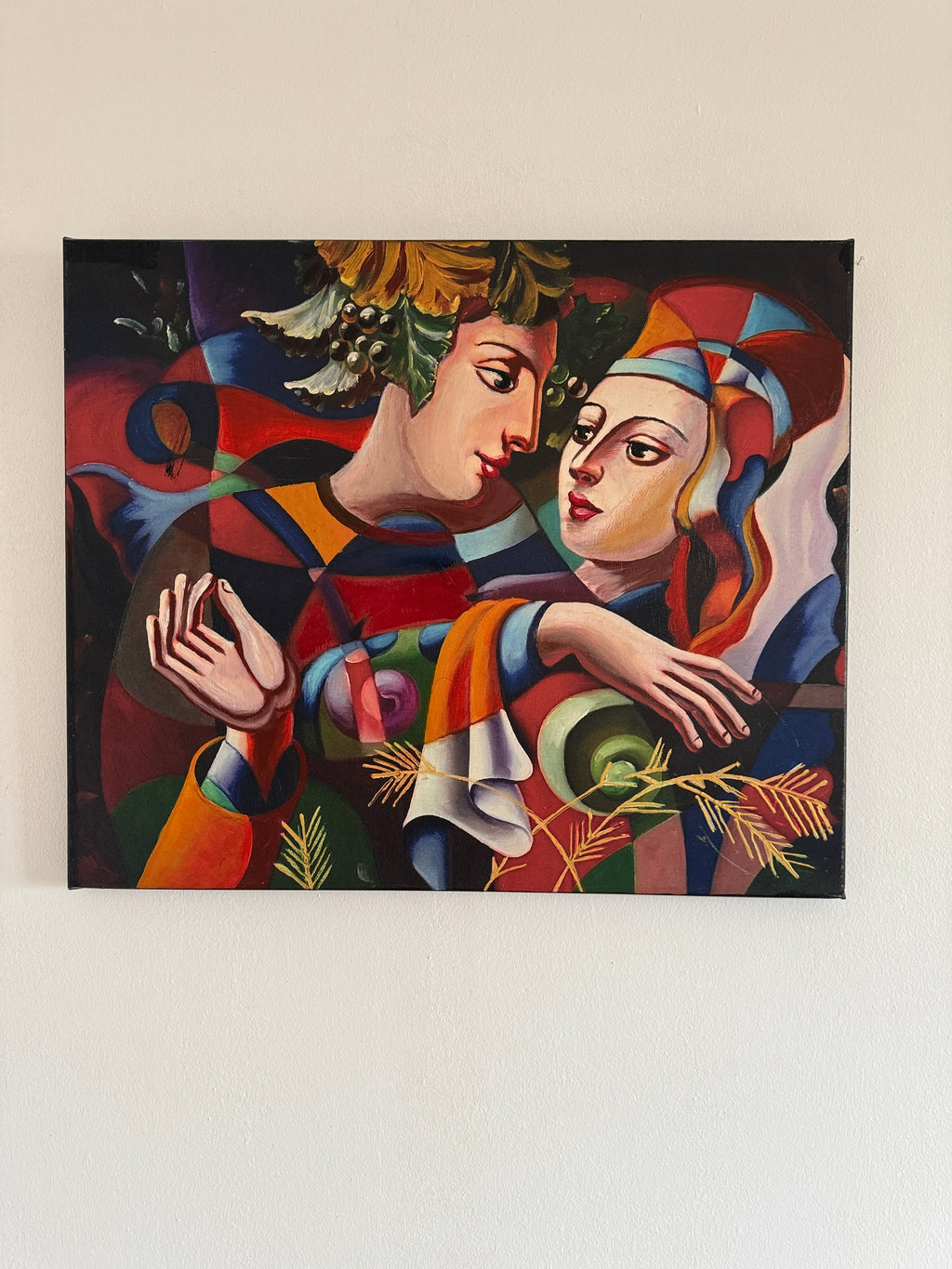 Modernes farbiges Gemälde Öl auf Leinwand Original abstraktes Porträt 50x60cm