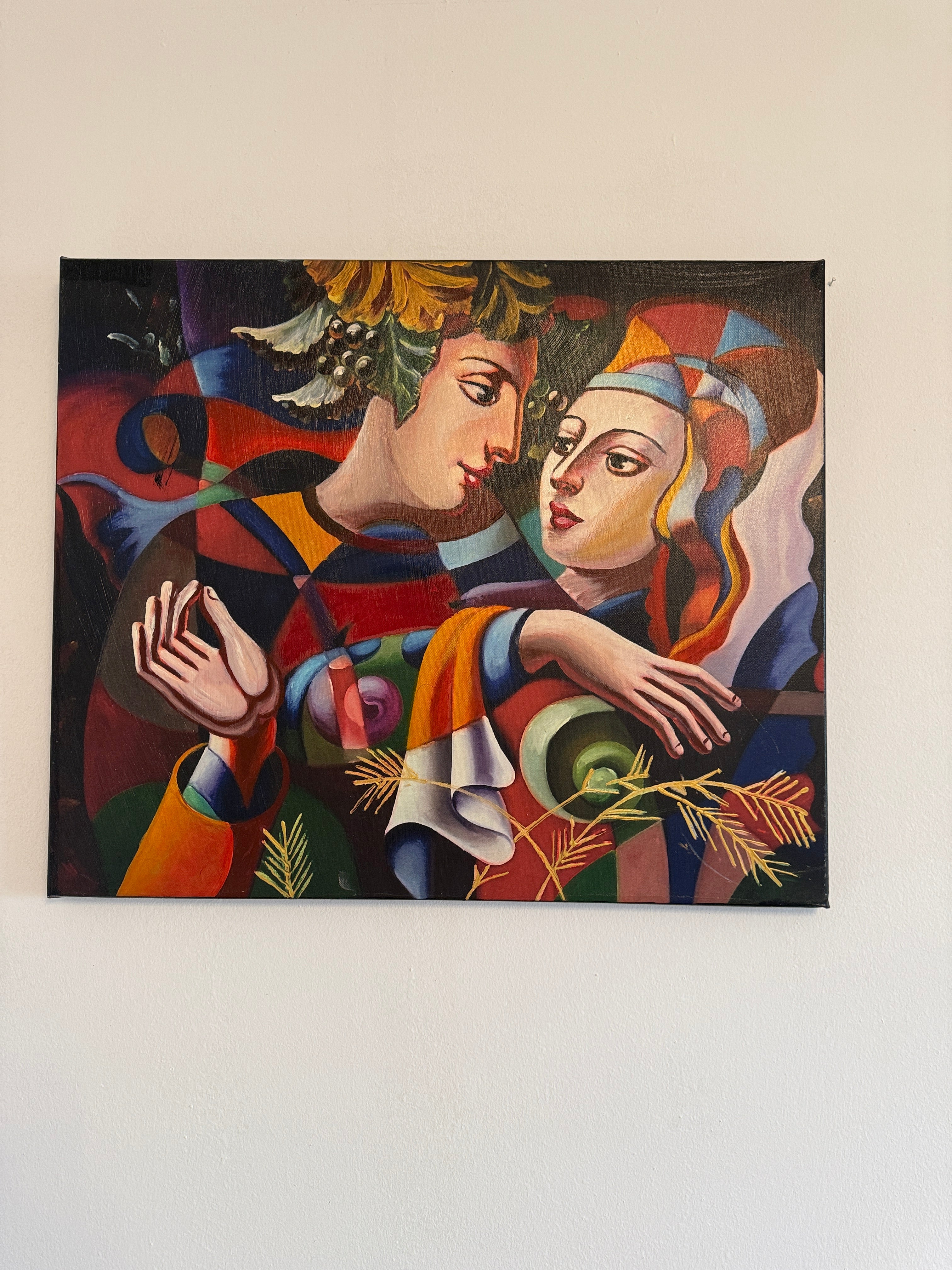 Modernes farbiges Gemälde Öl auf Leinwand Original abstraktes Porträt 50x60cm Zweitbild