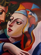 Modernes farbiges Gemälde Öl auf Leinwand Original abstraktes Porträt 50x60cm