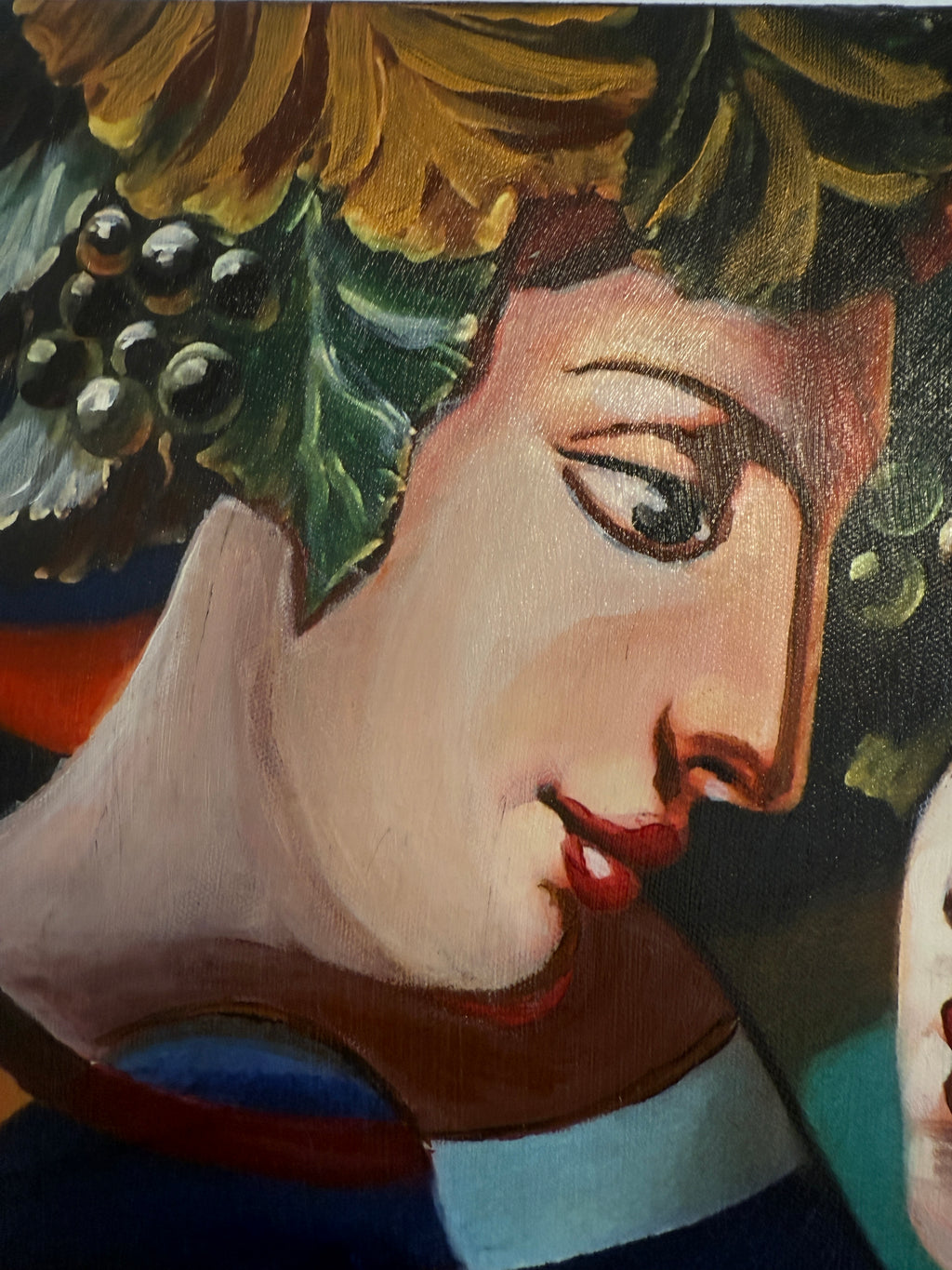 Modernes farbiges Gemälde Öl auf Leinwand Original abstraktes Porträt 50x60cm