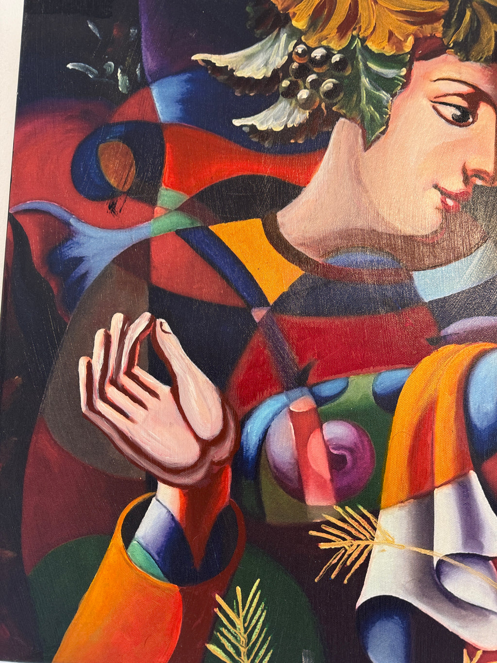 Modernes farbiges Gemälde Öl auf Leinwand Original abstraktes Porträt 50x60cm