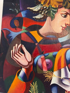 Modernes farbiges Gemälde Öl auf Leinwand Original abstraktes Porträt 50x60cm