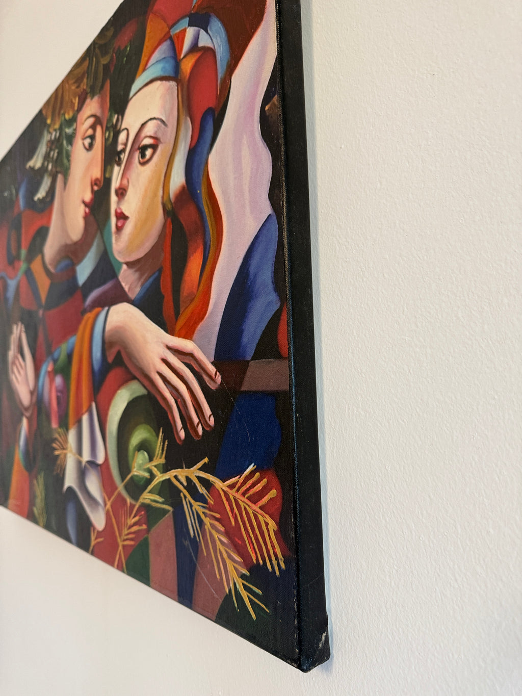 Modernes farbiges Gemälde Öl auf Leinwand Original abstraktes Porträt 50x60cm