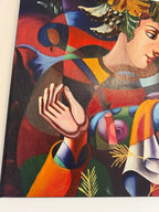 Modernes farbiges Gemälde Öl auf Leinwand Original abstraktes Porträt 50x60cm