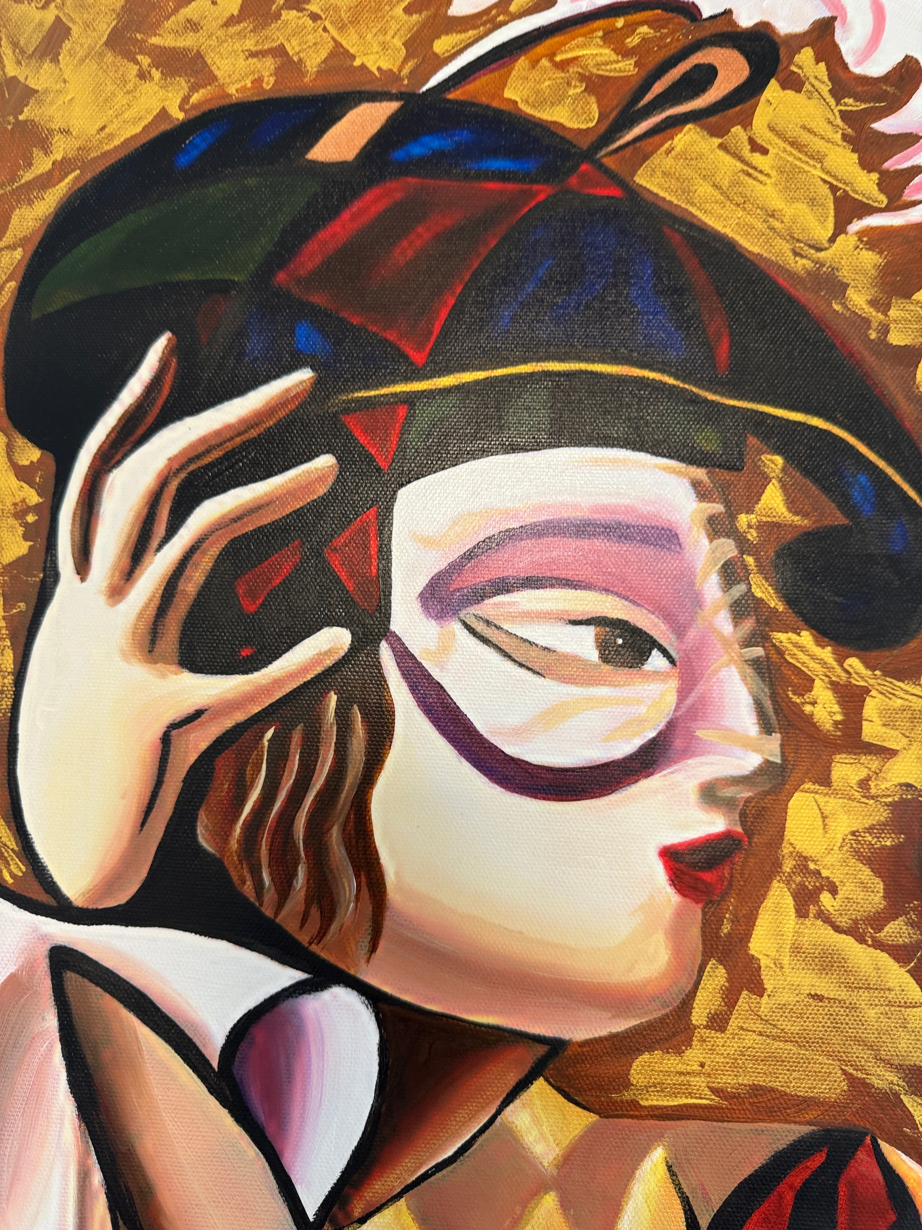 Modernes farbiges Gemälde Öl auf Leinwand Original Frauen Figuren abstrakt 70x50cm Zweitbild