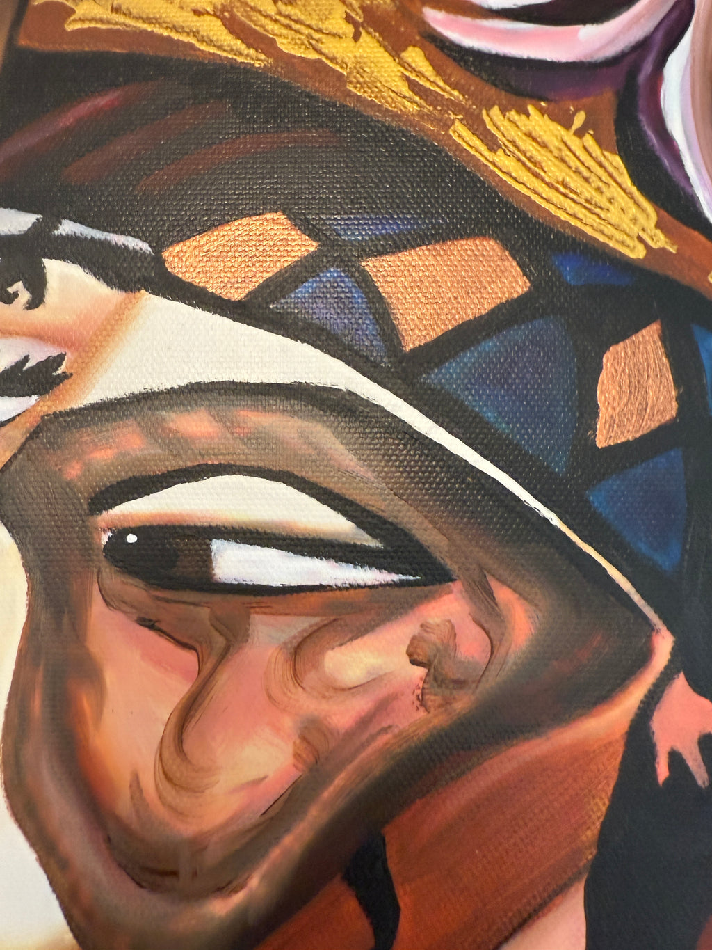 Modernes farbiges Gemälde Öl auf Leinwand Original Frauen Figuren abstrakt 70x50cm